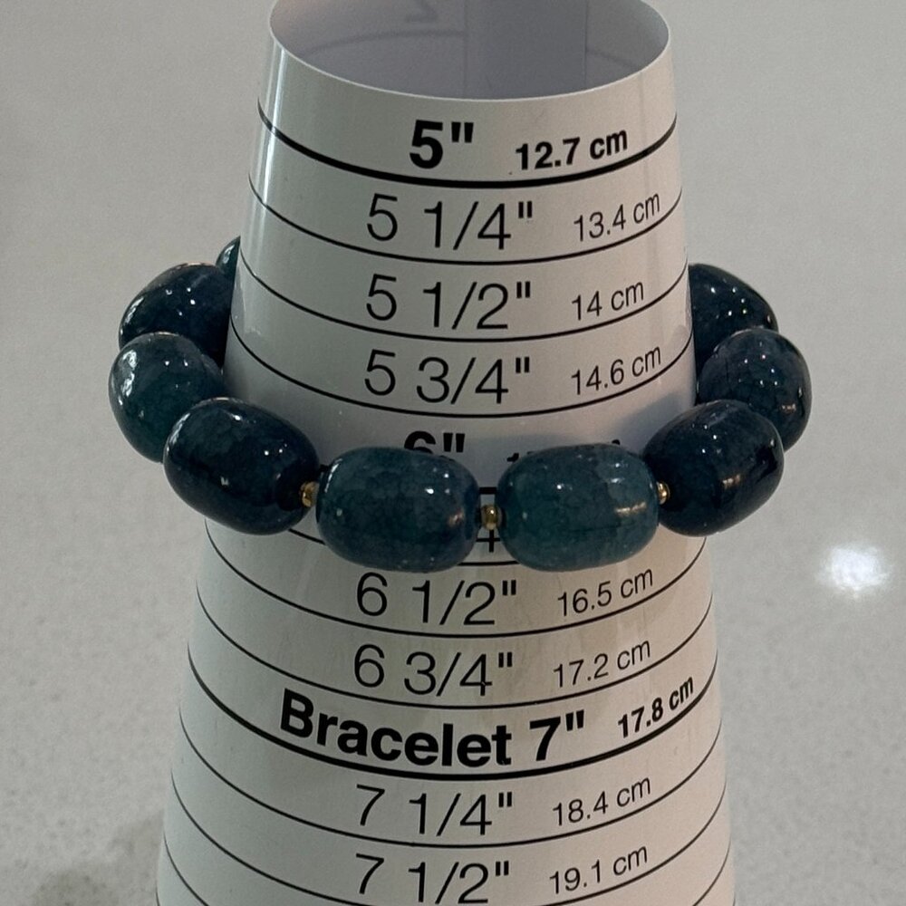 Unisex Dyed Agate Stone Stretch Bracelet - Picture 5 of 7